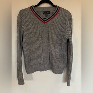 Brooks Brothers-Youth-V-Neck Classic Charcoal Tennis Sweater 100% Cotton